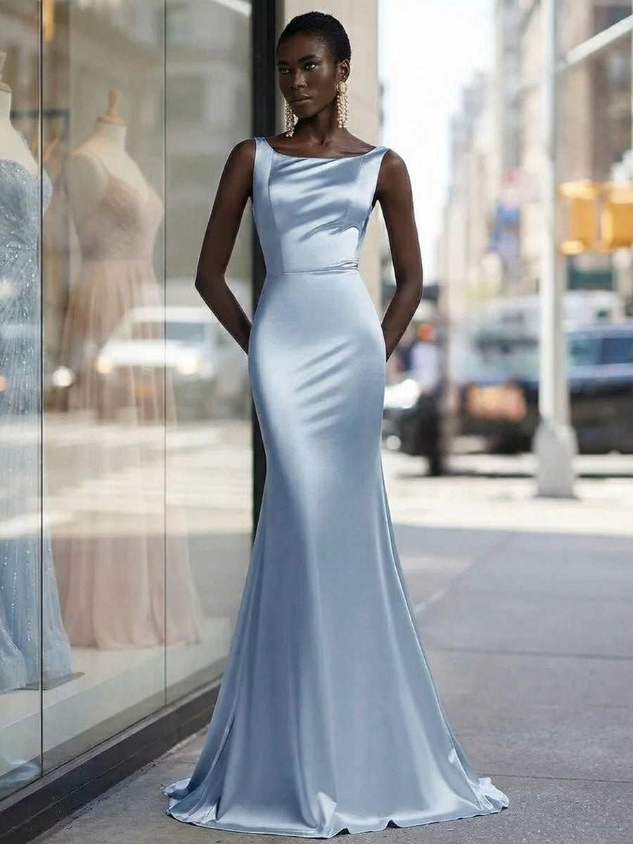 Classic Mermaid/Trumpet Scoop Neck Floor-Length Evening Dresses with Appliques
