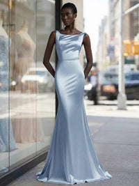 Classic Mermaid/Trumpet Scoop Neck Floor-Length Evening Dresses with Appliques