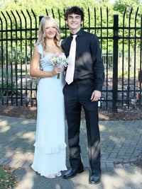 Sheath/Column Satin Sweetheart Ruffle Sleeve Floor-Length Formal Dresses