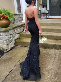 Lace Applique One Shoulder Long Prom Dresses Mermaid Evening Gowns