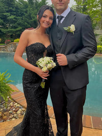 Lace Applique One Shoulder Long Prom Dresses Mermaid Evening Gowns