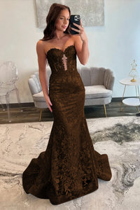 Lace Applique One Shoulder Long Prom Dresses Mermaid Evening Gowns
