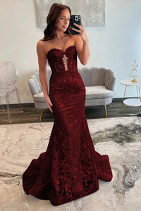 Lace Applique One Shoulder Long Prom Dresses Mermaid Evening Gowns