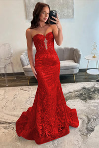 Lace Applique One Shoulder Long Prom Dresses Mermaid Evening Gowns