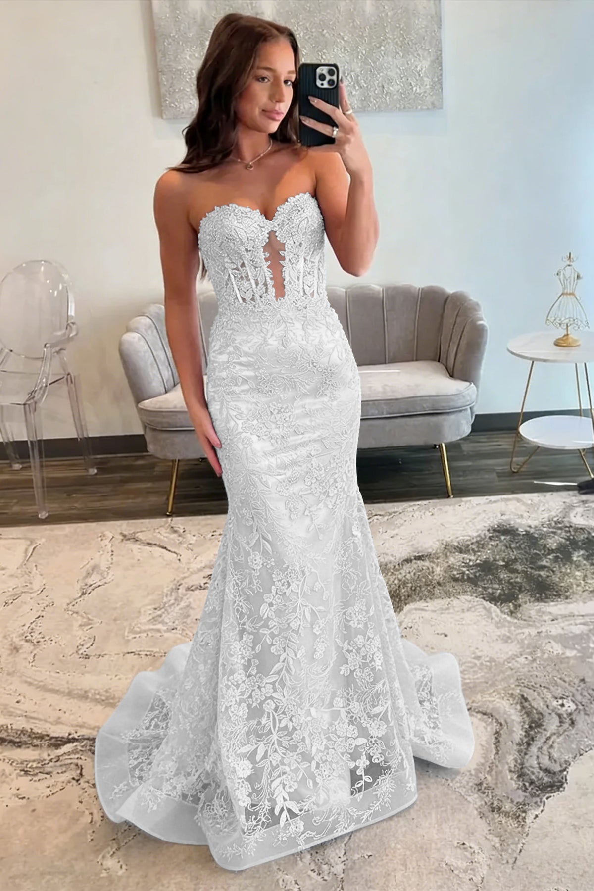 Lace Applique One Shoulder Long Prom Dresses Mermaid Evening Gowns