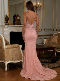 Elegant Spaghetti Strap V-Neck Mermaid Long Prom Dresses