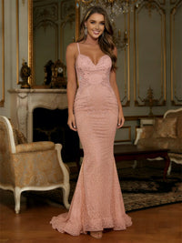 Elegant Spaghetti Strap V-Neck Mermaid Long Prom Dresses