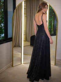 A-Line/Princess Sweetheart Sparkly Sequined Floor-Length Prom Dresses