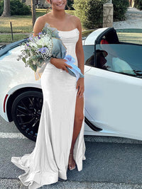 Strapless Cowl Neck Beading Mermaid Long Prom Dresses
