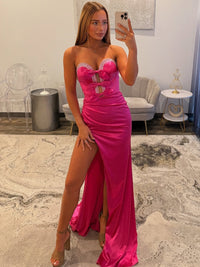 Sparkly Beading Strapless Sweetheart Ruched Long Prom Dresses with Applique