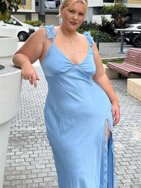Mermaid/Trumpet Ruffle Spaghetti Strap Satin Long Wedding Guest Dresses