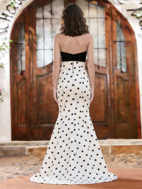 Cut-Out Mermaid Strapless Sweetheart Corset Polka Dot Long Prom Dress