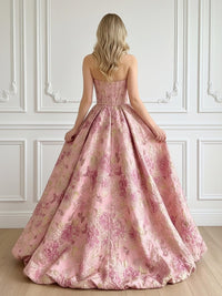 Jacquard Sweetheart Strapless A-Line Floor-Length Prom Dress