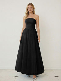 Mixed A-Line Tulle Strapless Corset Floor-Length Prom Dresses