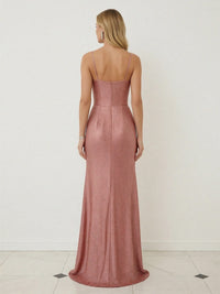 Satin Sheath Sweetheart Spaghetti Strap Ruched Floor-Length Prom Dress