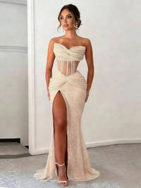 Tulle Sheath Sweetheart Strapless Ruched Floor-Length Prom Dress