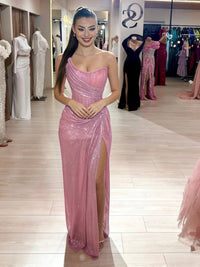 Sparkly Sweetheart Ruched Sheath Long Formal Dresses