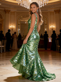 Sequin Mermaid V-Neck Floor-Length Prom Dresses