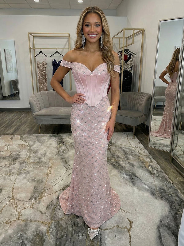 maxi corset prom dress Stacees 2026 Rose Floral Brocade Pearls Square Neckline Corset Ball Gown Prom Dress
