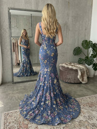 Sweetheart Corset Maxi Mermaid Prom Dress for Teens with Floral Sequin