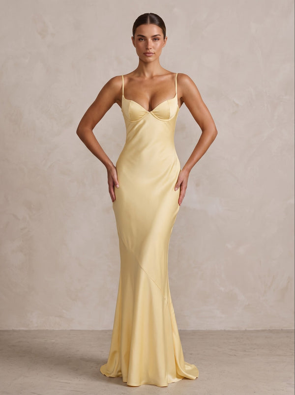 Satin Sheath/Column Spaghetti Straps Floor-Length Formal Prom Dresses for Women