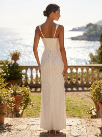 Sequin Sheath/Column Spaghetti Straps Floor-Length Prom Dresses for Women