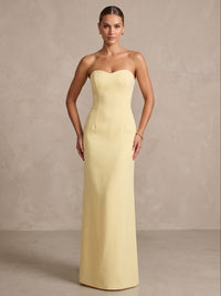 Satin Sheath/Column Strapless Floor-Length Formal Prom Dresses for Women