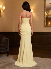 Stretch Jersey Mermaid/Trumpet Halter Floor-Length Prom Dresses with Corset & Ruched Waist