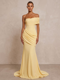 Stretch Jersey Mermaid/Trumpet One Shoulder Floor-Length Formal Prom Dresses with Ruched Waist & Sweep Train