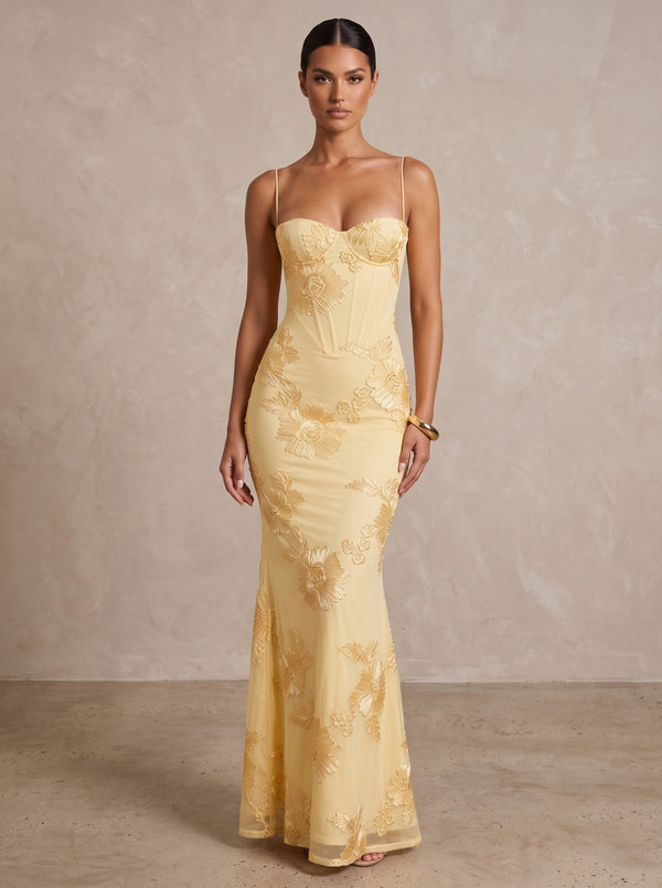 Jacquard Sheath/Column Strapless Floor-Length Formal Prom Dresses with Corset Bodice