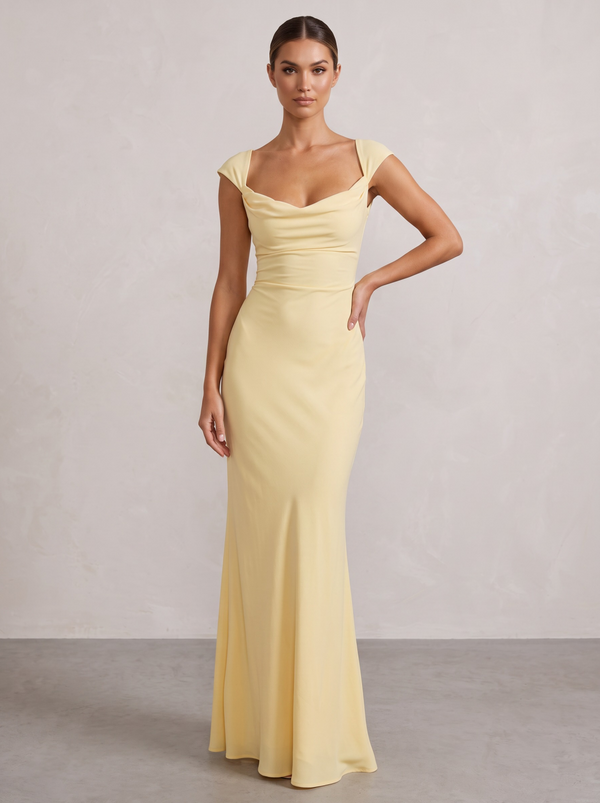 Chiffon Sheath/Column Asymmetric Neck Floor-Length Formal Prom Dresses for Women