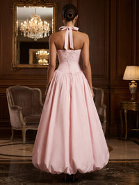 Stretch Jersey A-Line/Princess Halter High-Low Prom Dresses with Pleats