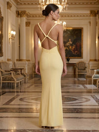 Stretch Jersey Sheath/Column V-Neck Floor-Length Prom Dresses with Ruched Waist
