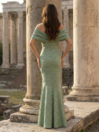 Mermaid/Trumpet Floral Jacquard Off Shoulder Bow Neck Formal Dresses Long Party Gowns