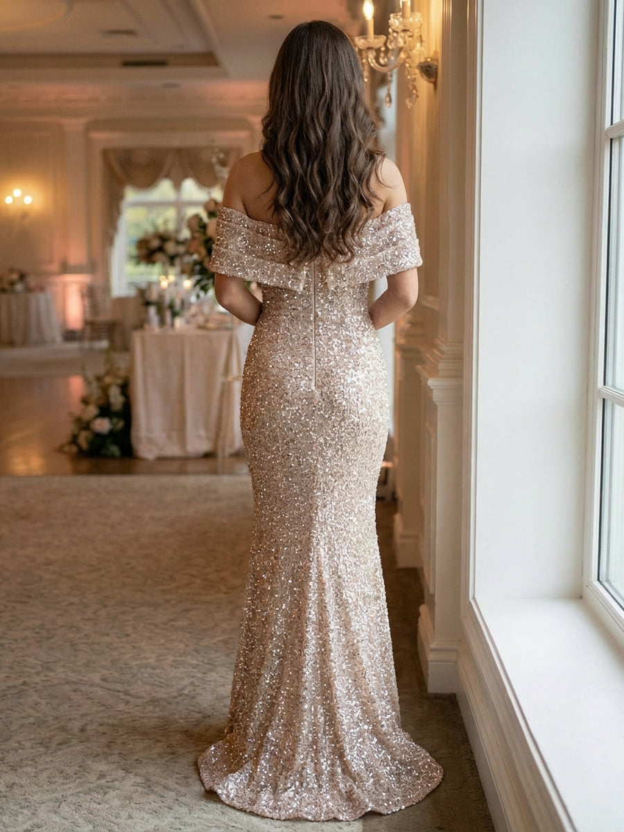 Shirees Lilac Mermaid/Trumpet Sequin Ruched Off Shoulder Corset Prom Dresses Maxi Gowns 2026
