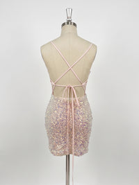 Sequin Floral Bodycon Spaghetti Straps Short Homecoming Dresses with Corset Bodice