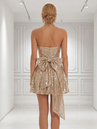 Sequin A-Line/Princess Strapless Short Homecoming Dresses with Bow