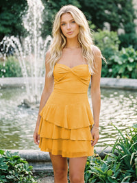 Chiffon A-Line/Princess Spaghetti Straps Short Homecoming Dresses with Ruffles & Pleats