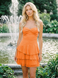 Chiffon A-Line/Princess Spaghetti Straps Short Homecoming Dresses with Ruffles & Pleats