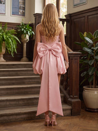 Satin A-Line/Princess Strapless Short Homecoming Dresses with Bow