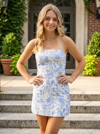 Floral Print A-Line/Princess Cowl Neck Short Homecoming Dresses Floral Print
