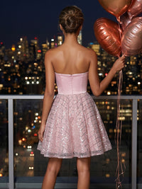 Sequin A-Line/Princess Halter Short Homecoming Dresses with Ruffles