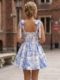 Floral Print A-Line/Princess Sweetheart Short Homecoming Dresses with Corset Bodice