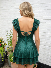 Sequin A-Line/Princess Sweetheart Short Homecoming Dresses with Ruffles & Corset