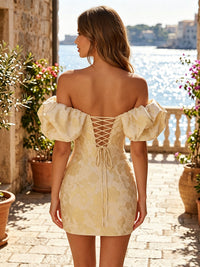 Jacquard Bodycon Off Shoulder Short Homecoming Dresses for Women