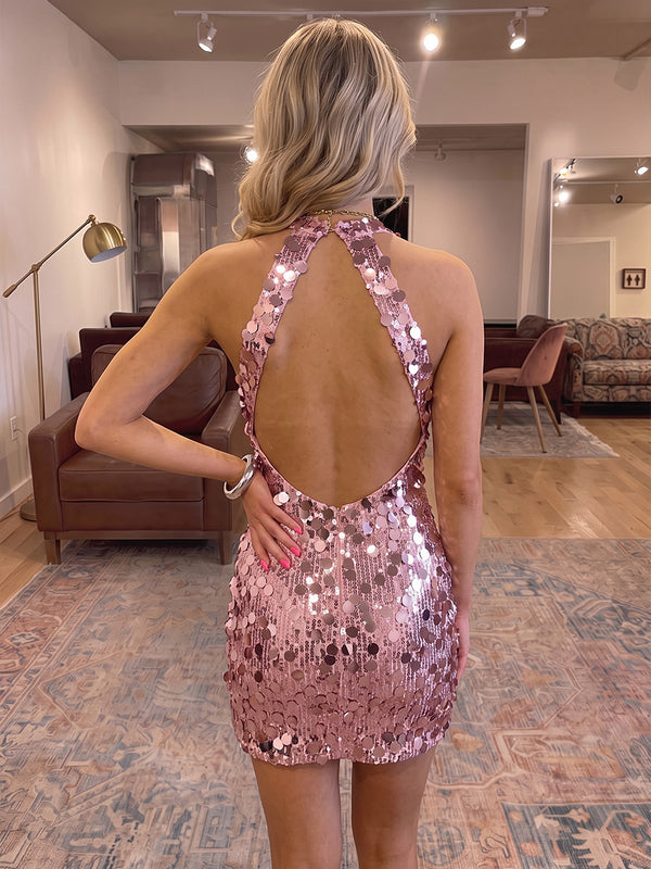 Sequin Bodycon Halter Mini Homecoming Dresses for Teens