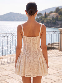 Lace Appliques A-Line/Princess Square Neck Mini Homecoming Dresses with Pleats