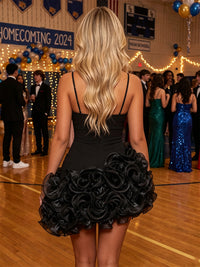Bodycon Spaghetti Straps Stretch Jersey Mini Homecoming Dresses with Tiered Layers & Ruffles
