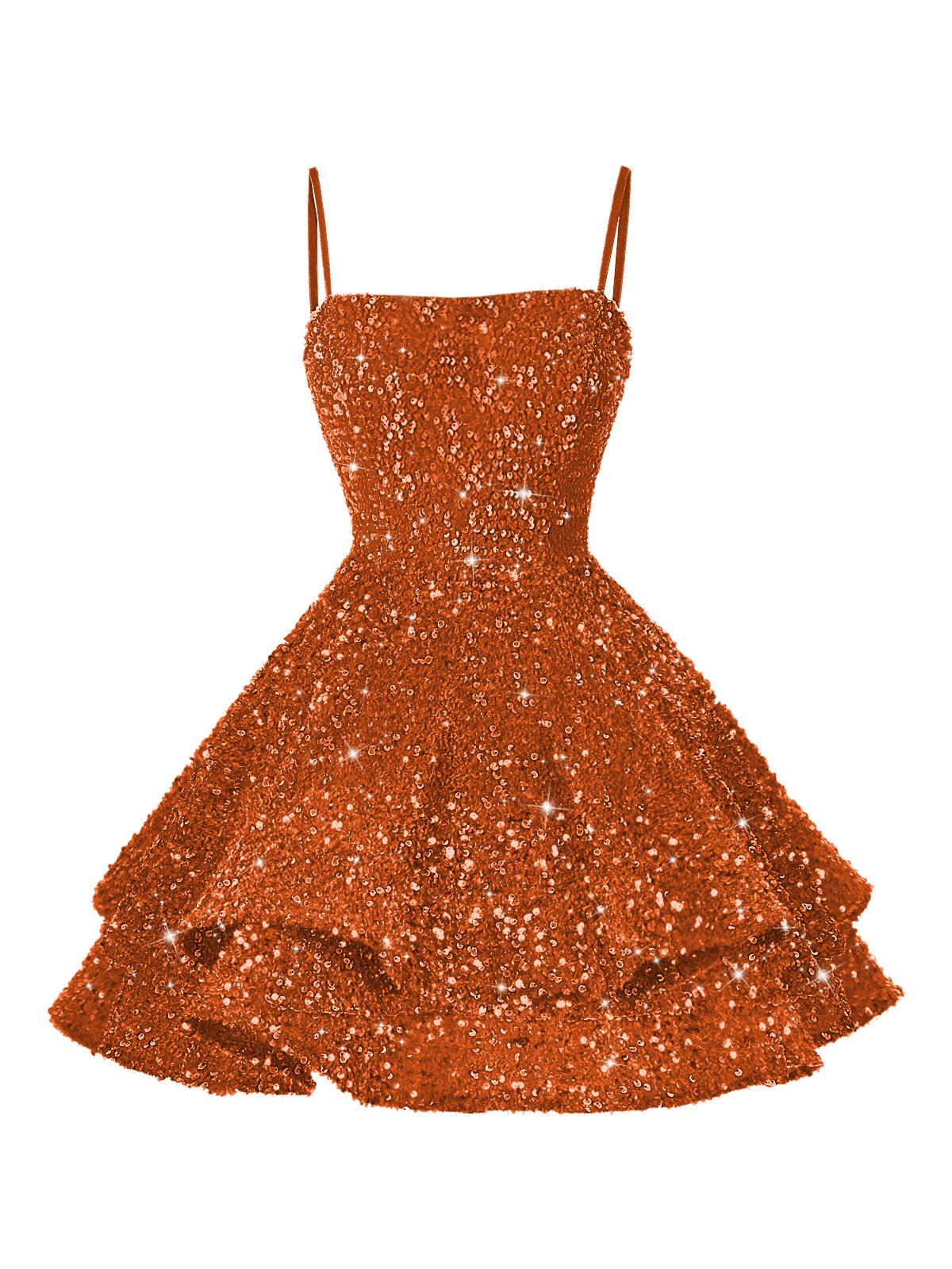 A-Line/Princess Mini Sparkly Sequin Tiered Homecoming Dresses with Spaghetti Straps