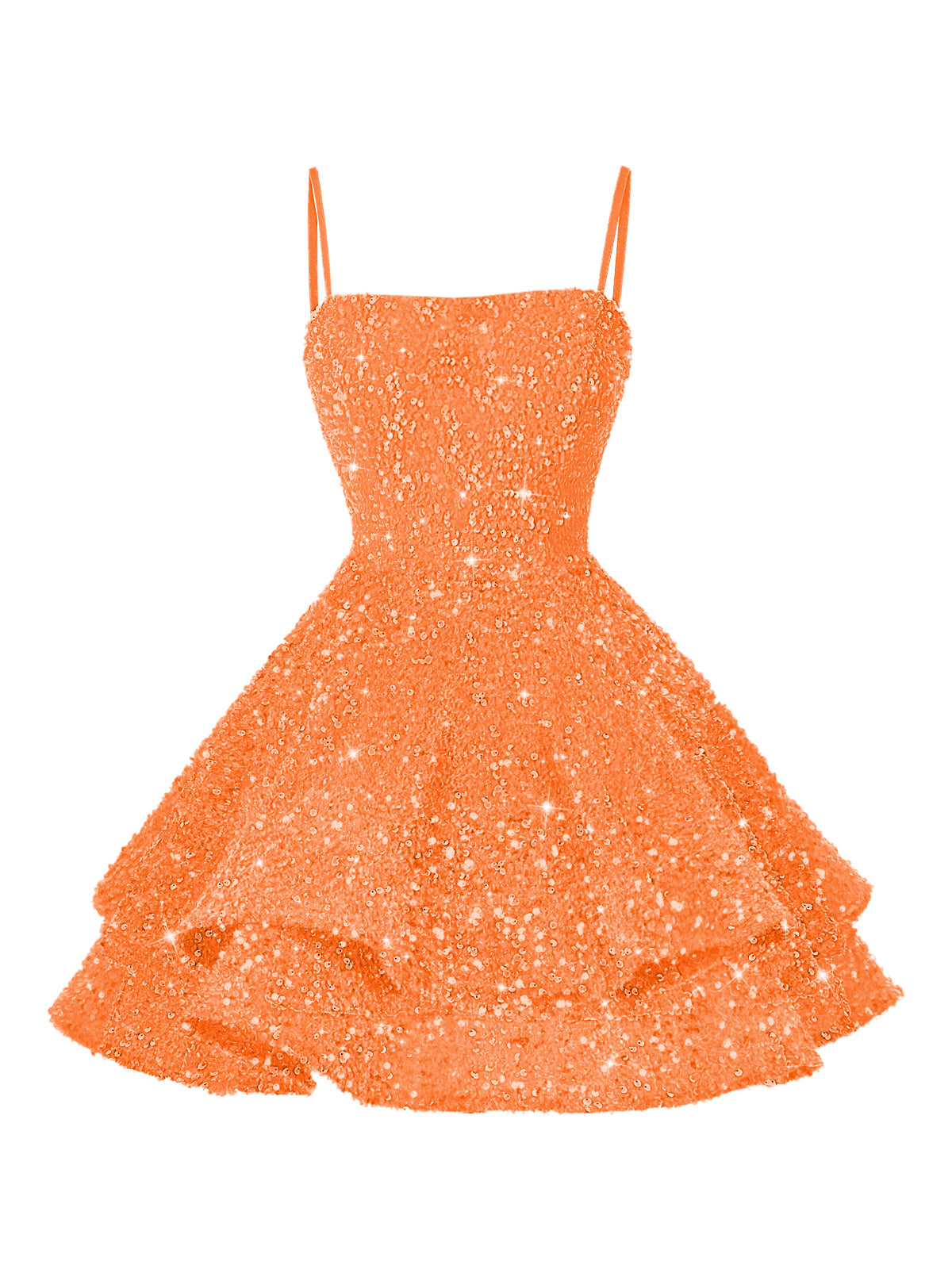 A-Line/Princess Mini Sparkly Sequin Tiered Homecoming Dresses with Spaghetti Straps